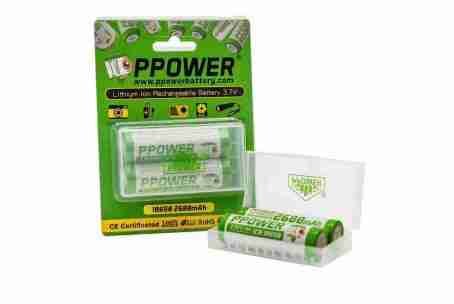 PPOWER 2X 18650 2600MAH 3.7V 充電鋰電池