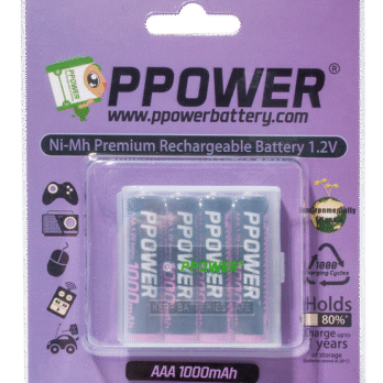 Ppower 2粒或4粒 X AAA 1000MAH 1.2V 鎳氫充電池00006