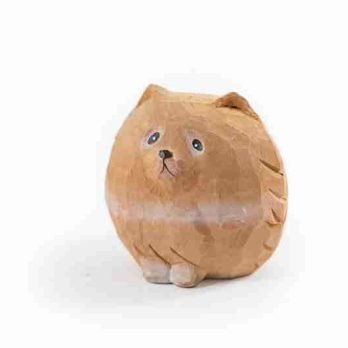 椴木木雕松鼠狗