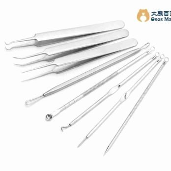 美容初學者工具套裝, (包括粉刺針、雙頭排痘針、粉刺夾,1套有8件)