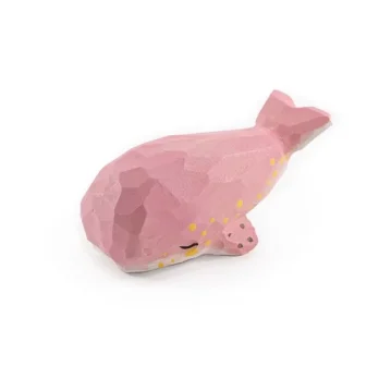 椴木雕粉色可愛鯨魚