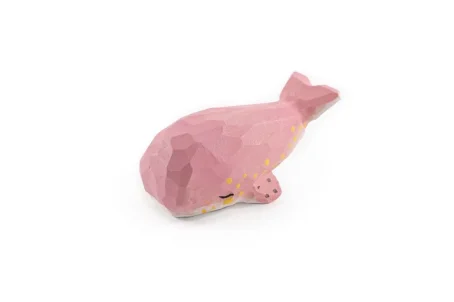 椴木雕粉色可愛鯨魚
