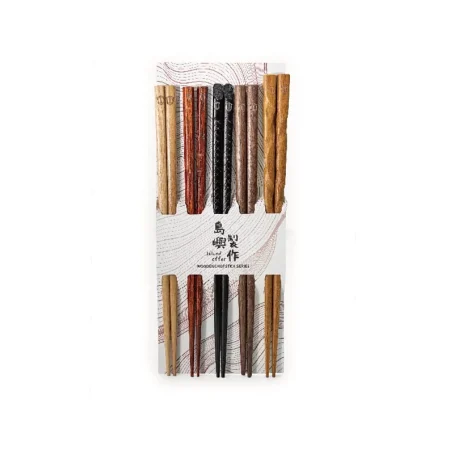 雜錦木筷子 (竹木, 楠木, 粟木, 黑胡桃木, 螺旋木)