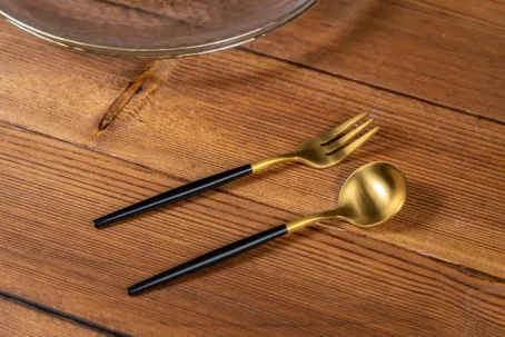 黑金色不鏽鋼甜品小匙小叉(一套2件)：圖片 7