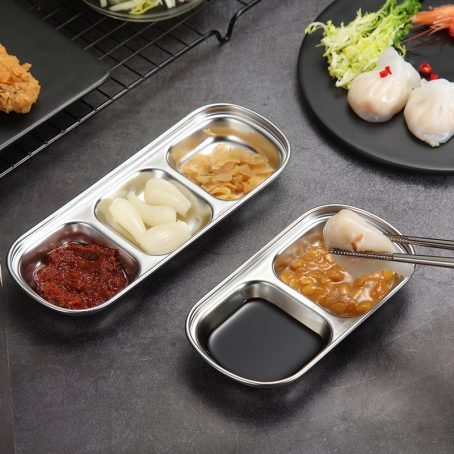 Bennlife 不鏽鋼烤肉火鍋調味碟 分隔蘸料碟（兩格）